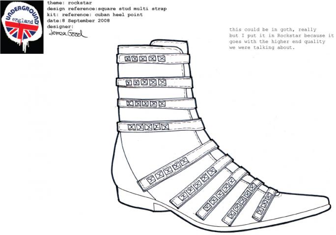 Mens stud boot render Mens stud point boot design